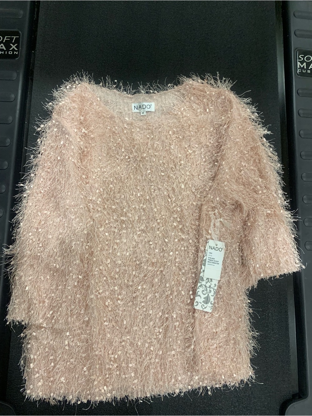 Women's Pink Fuzzy Eyelash Knit Top